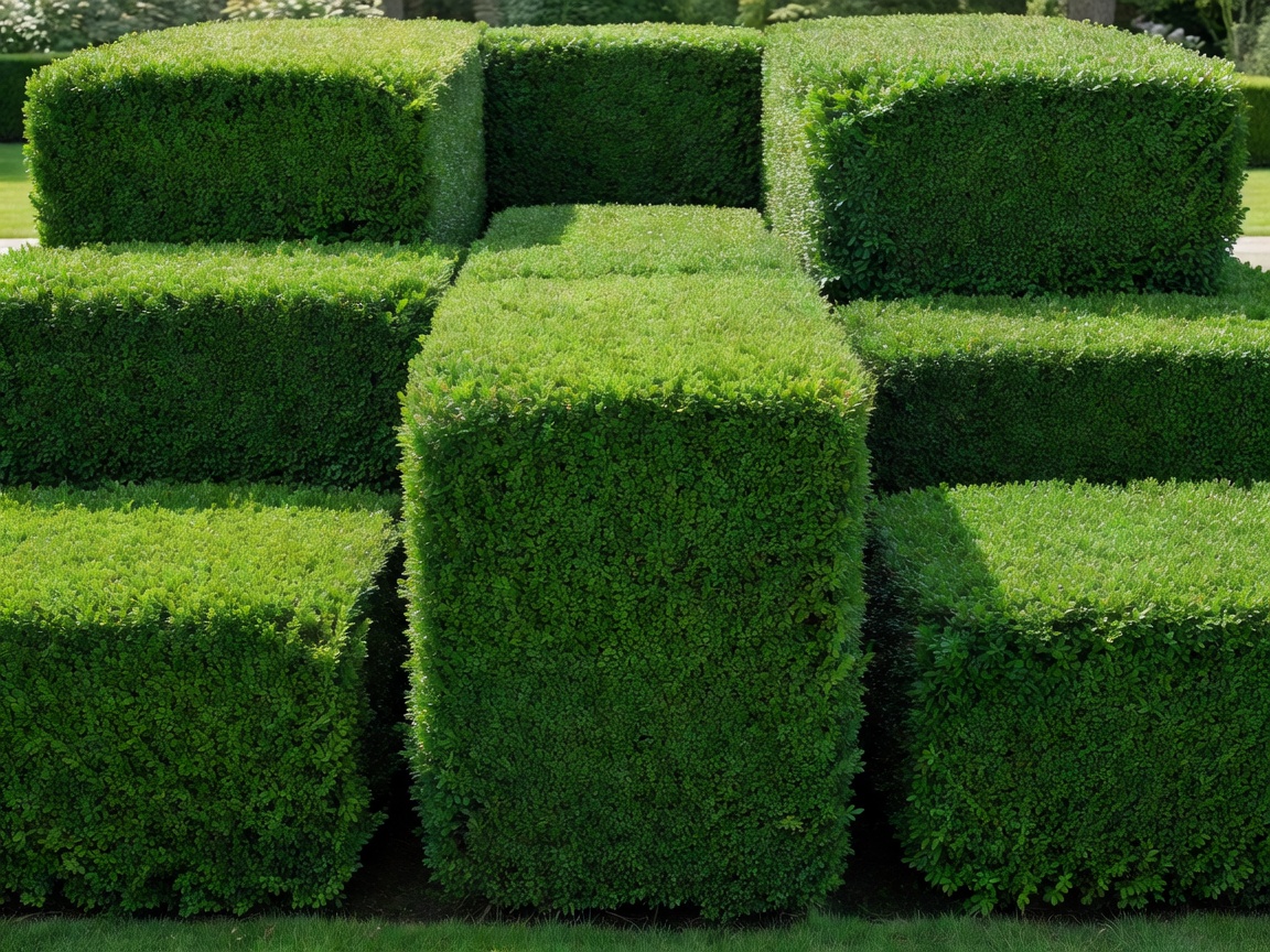 Cleanly shaped, neatly trimmed formal hedge after professional maintenance