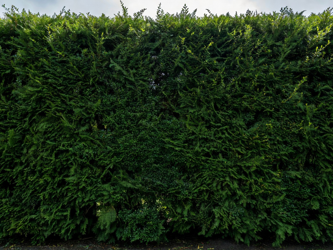 Tall dense privacy boundary hedge