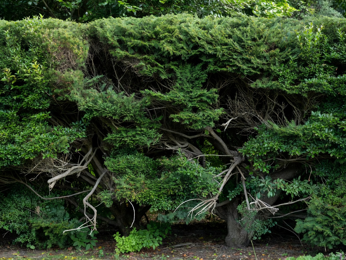 Thick mature hedge requiring reduction